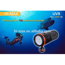 Diving flashlight run in 8PCS CR123A or 4pcs 18650 li-ion battery 5000lm diving photography light